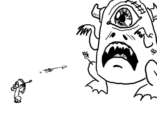 Tiny teen takes on the giant one-eyed monster!
